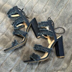 GUESS frayed denim sandals